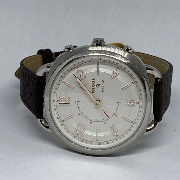 Fossil FTW1200 Women's Brown Leather Silver Analog Dial Hybrid Smartwatch CM627 - Picture 7 of 12